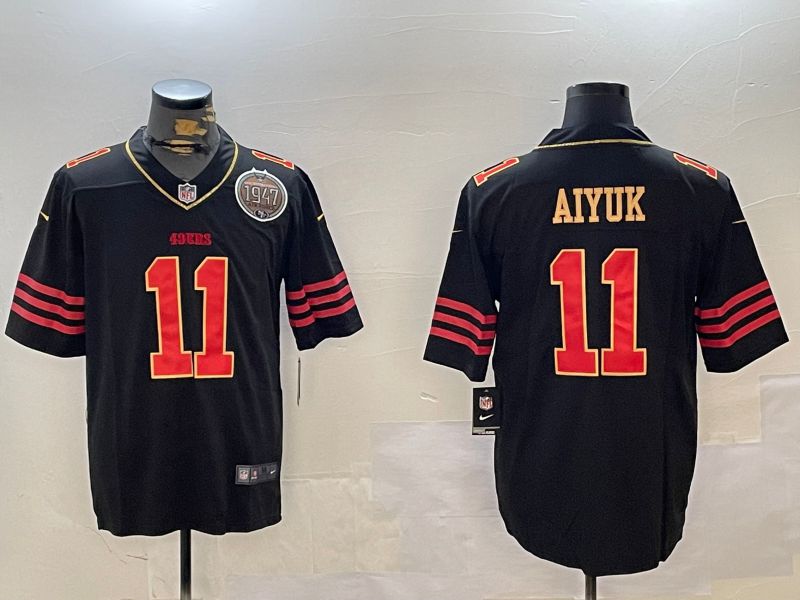 Men San Francisco 49ers 11 Aiyuk Black Gold 2024 Nike Limited NFL Jersey style 12301